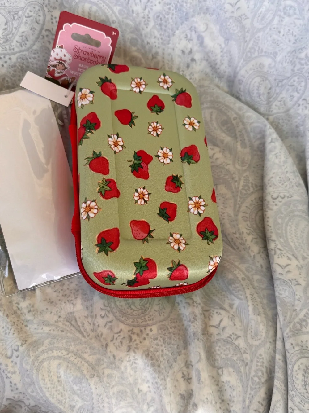 Strawberry Shortcake Pencil Case w/ 5 Gel Pens & a sticker sheet inside pvc zip